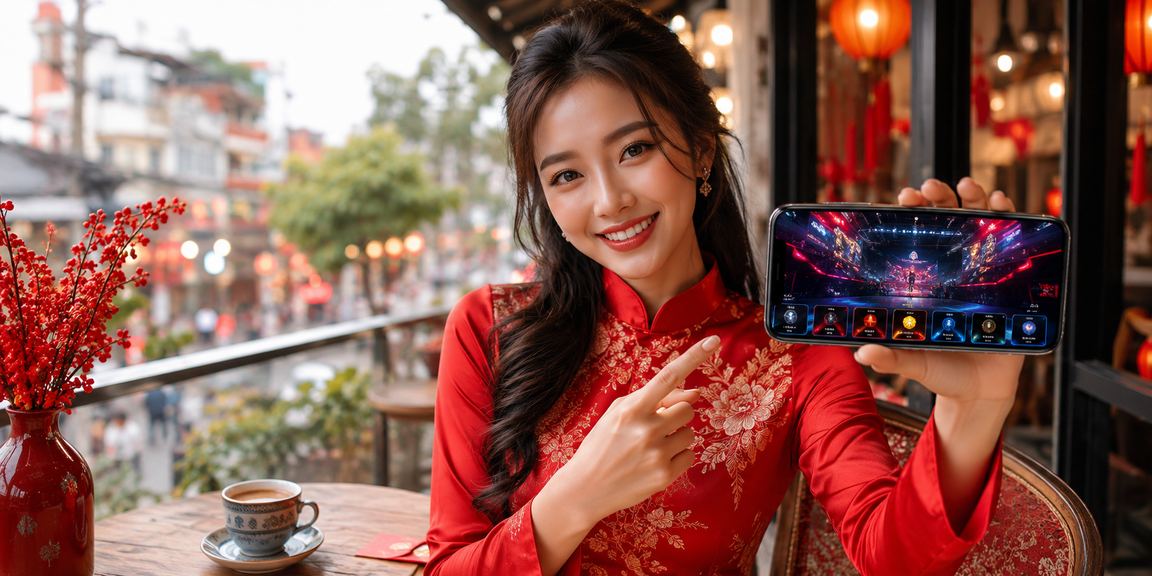 Người chơi Hà Nội tham gia cá cược esports và xổ số trực tuyến với trang phục áo dài truyền thống