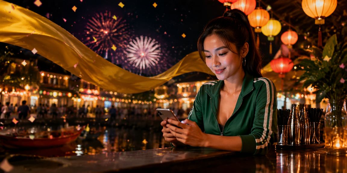 Khung cảnh Hội An với đèn lồng và bầu không khí vui tươi, minh họa cho sự giải trí và may mắn