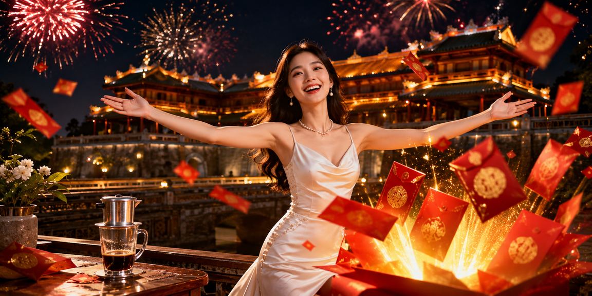 Người chơi xổ số tại Huế nhận phong bì đỏ may mắn và thưởng thức cà phê buổi sáng