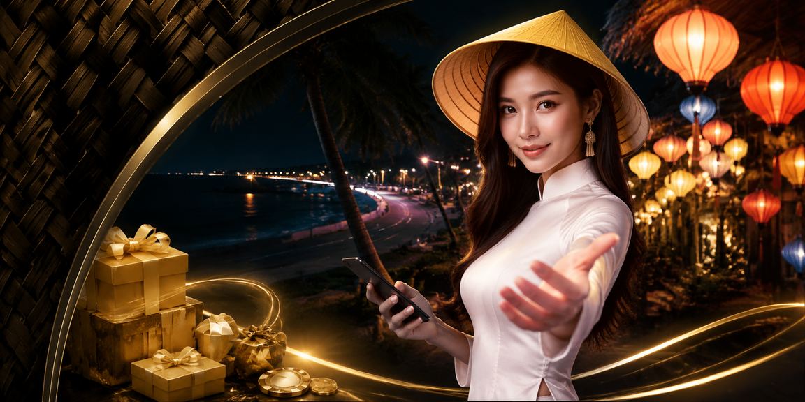 Người chơi tại Mũi Né đăng ký tài khoản và nhận thưởng chào mừng với nón lá truyền thống